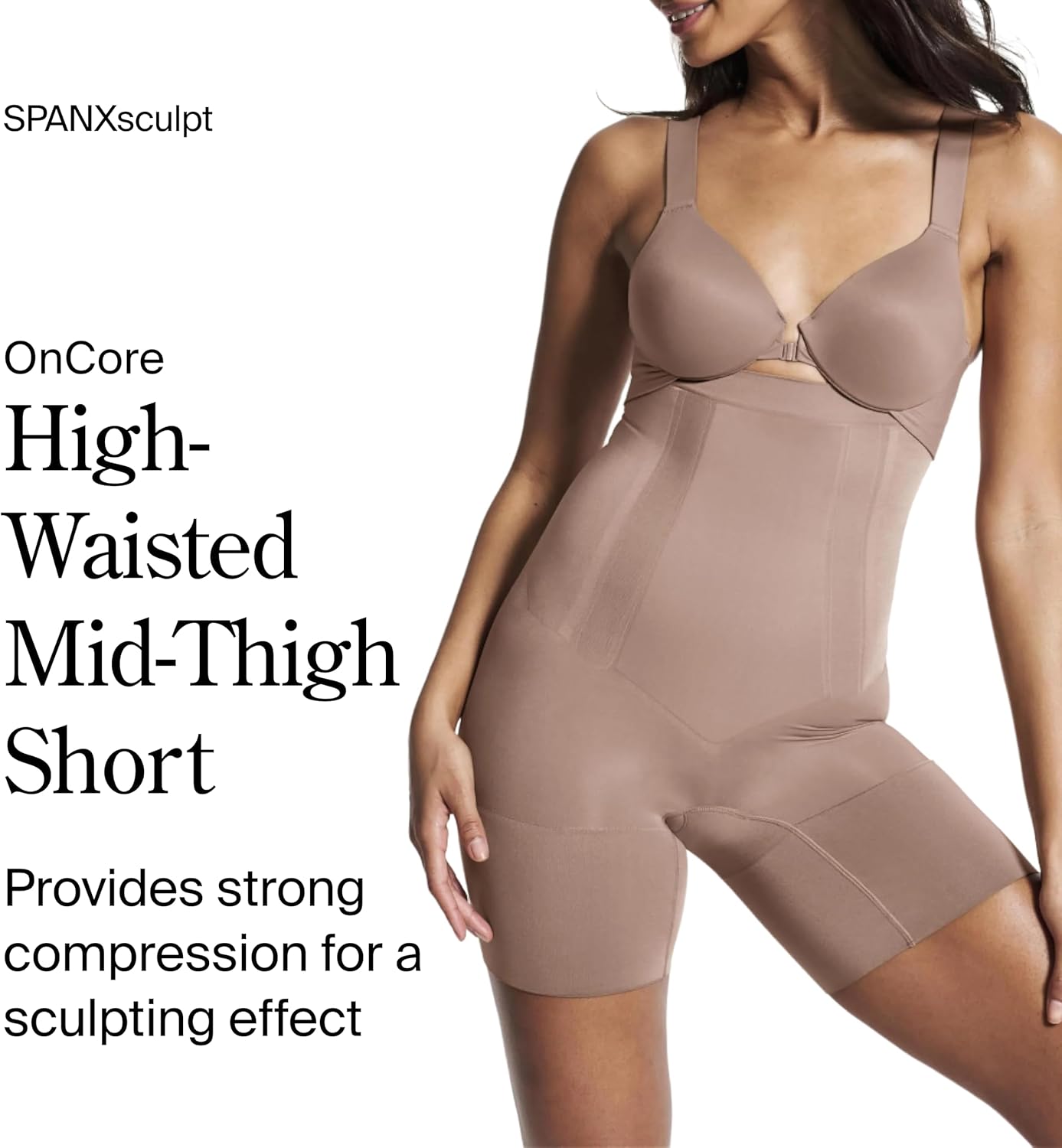 SPANX SPANXsculpt OnCore High-Waisted Mid-Thigh Short - Powerful Sculpting Shapwear for Women - Level 4 Compression
