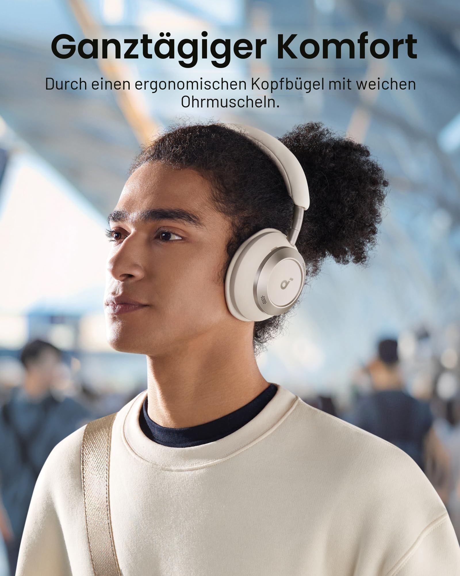 oundcore Space One Pro by Anker, Adaptive Kopfhörer mit aktiver Geräuschunterdrückung, super faltbares Design, 60H verlustfreies Audio, ultraschnelles Laden (Generalüberholt)