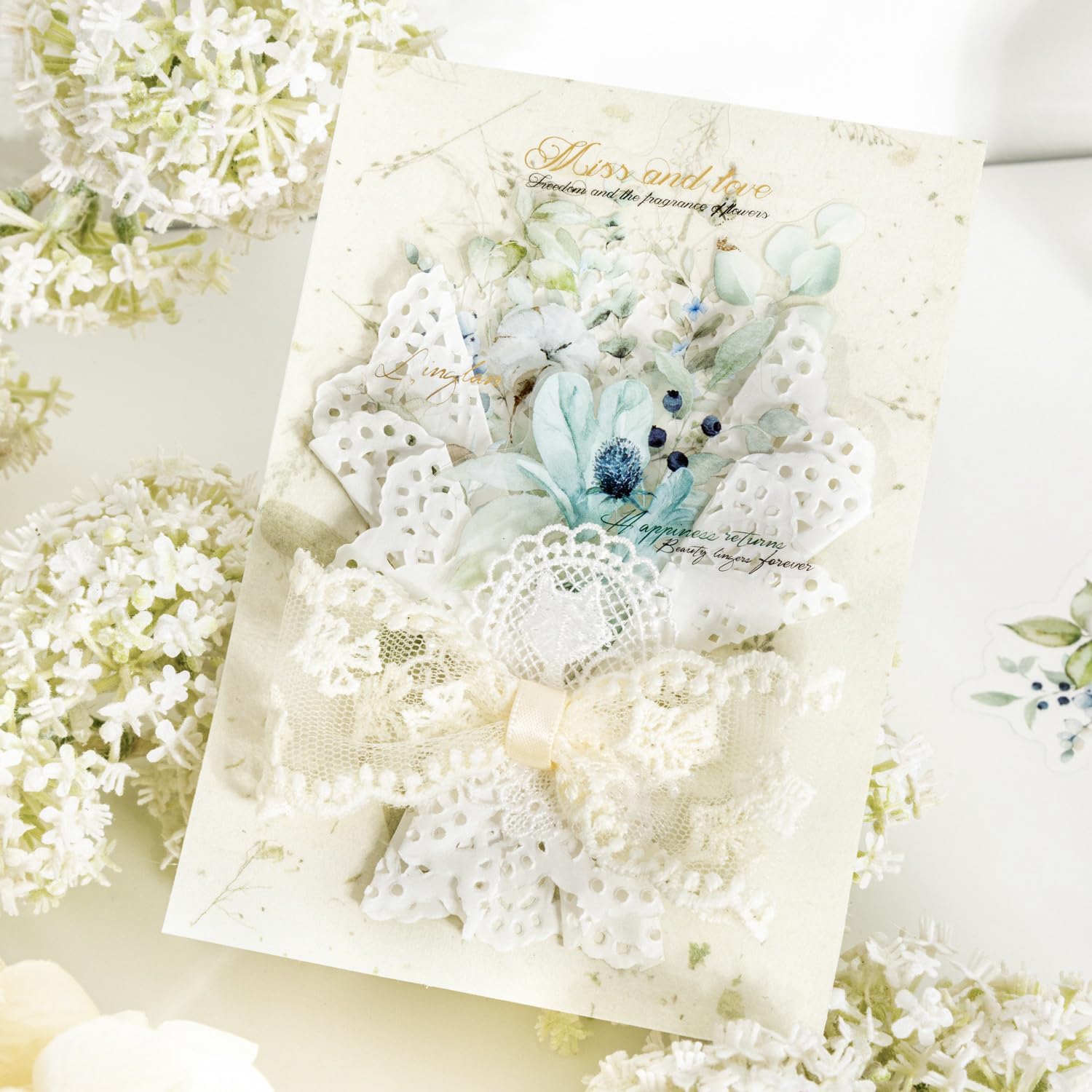 120 PCS Pastel Watercolor Nature Floral Botanical Stickers - Elegant Scrapbooking Supplies Vintage Flower Stickers for Journals, Christmas Decoration, Wedding Card, Wedding Planner