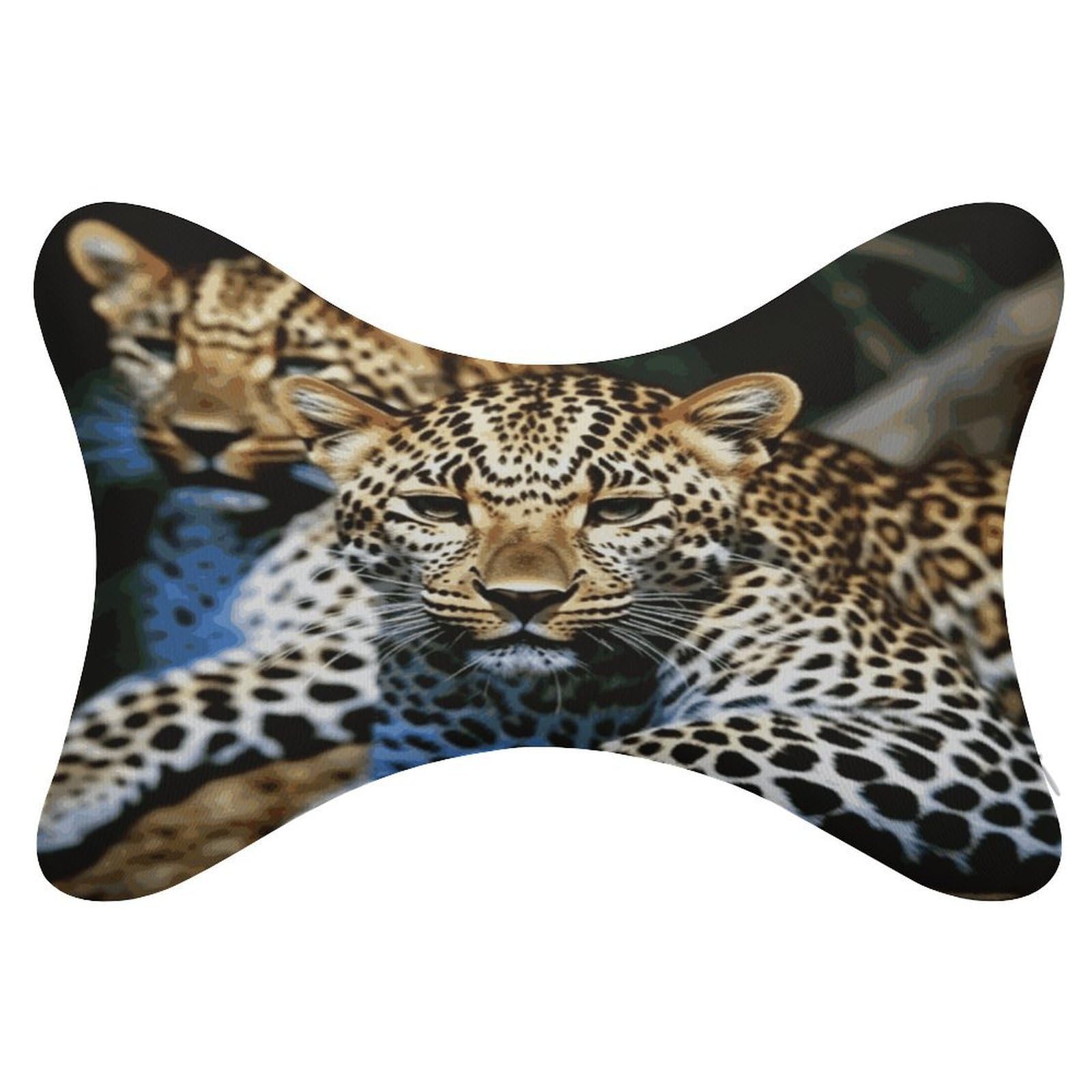 JTREHY 2 Pack Leopard Car Headrest Pillow Memory Foam Car Neck Pillows Soft Comfortable Vehicle Neck Pillows Non-Slip Headrest Cushion Universal Car Pillow for Neck Pain Relief