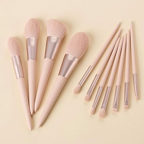 Miniatura 6 de HIS J - Juego de brochas de maquillaje, 11 piezas, contorno de polvo, sombras de ojos, rubor y brochas de maquillaje con estuche rosa