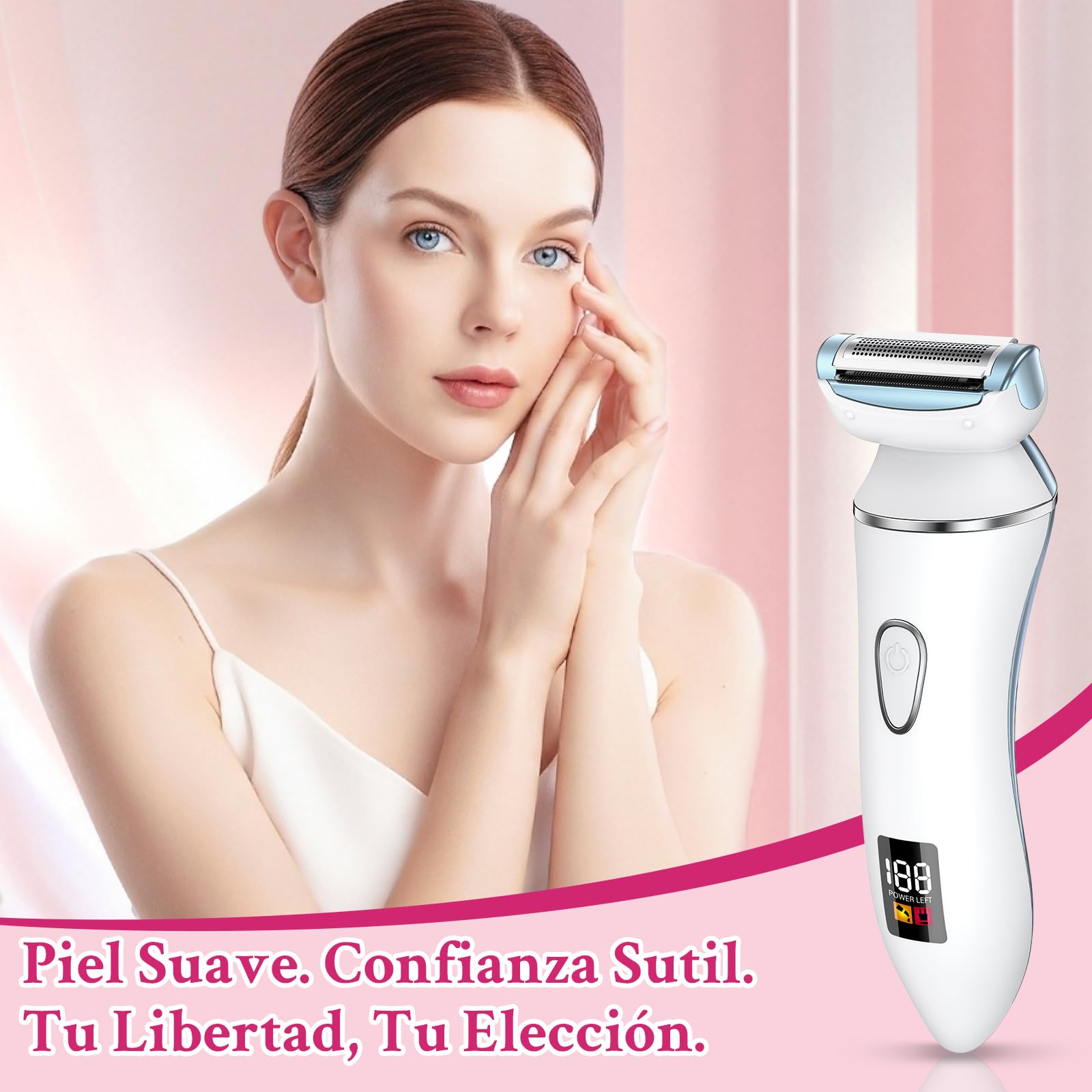 Ruycllo Afeitadora Eléctrica Mujer 2 en 1, Rasuradora Íntima Mujer y Recortadora Bikini IPX7 Impermeable con Pantalla LED, Afeitadora Mujer para Piernas, Axilas y Zona Íntima con Estuche — view 5