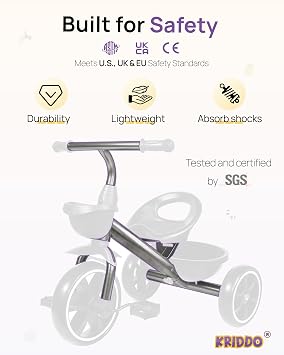 KRIDDO Tricycles Age 24 Month to 4 Years, Toddler Kids Trike for 2.5 to 5 Year Old, Gift for 2-4 Year Olds , Green