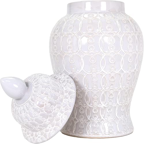 Miniatura 2 de El tarro Aldrea de The Ellery Jar Collection, hecho a mano y pintado a mano en tonos multitonales de crema, gris pardo y gris, 11 pulgadas de