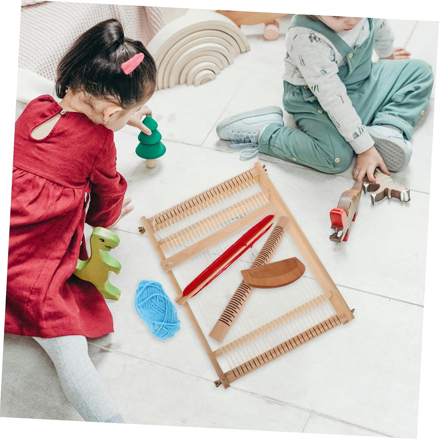 VILLFUL Hand-Woven Tapestry Wooden Loom Multifunctional DIY Weaving Kit Boys and Easy to Use Random Color