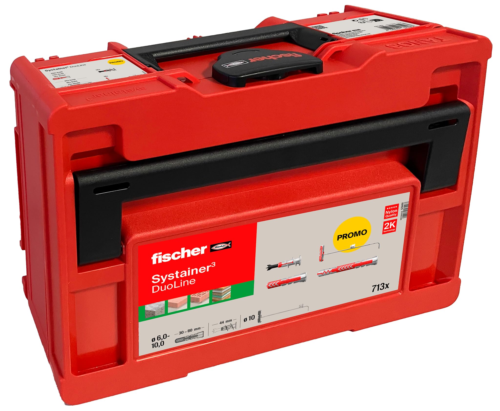 fischer Tanos-Box DuoLine, 713-częściowy zestaw kołków rozporowych, średnica 6-10 mm, długość 30-80 mm, DuoPower, DuoTec i DuoBlade dla większej funkcjonalności, wydajności i bezpieczeństwa, dla