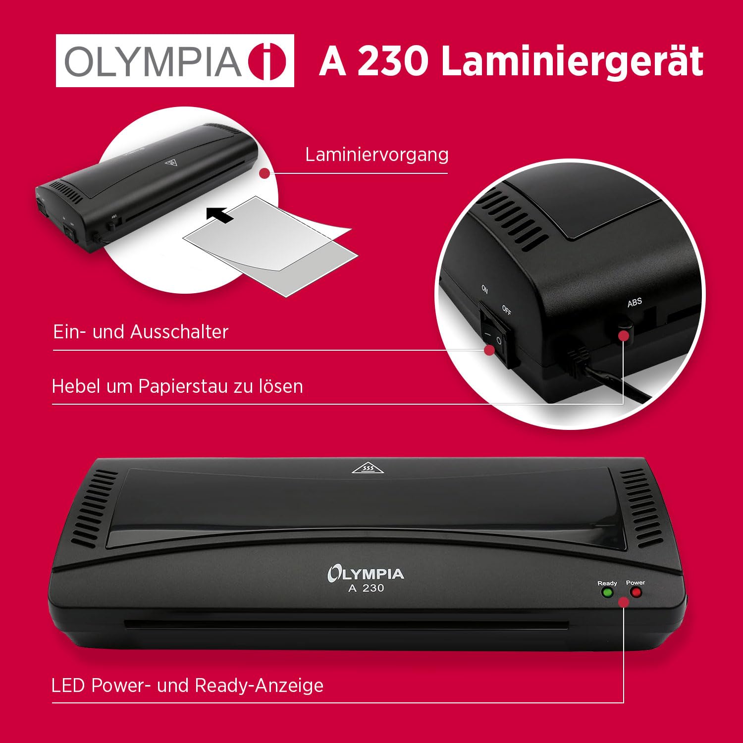 Olympia A 230, set de laminación 4 en 1 para A4, 75 - 125 micras, negro, 3113