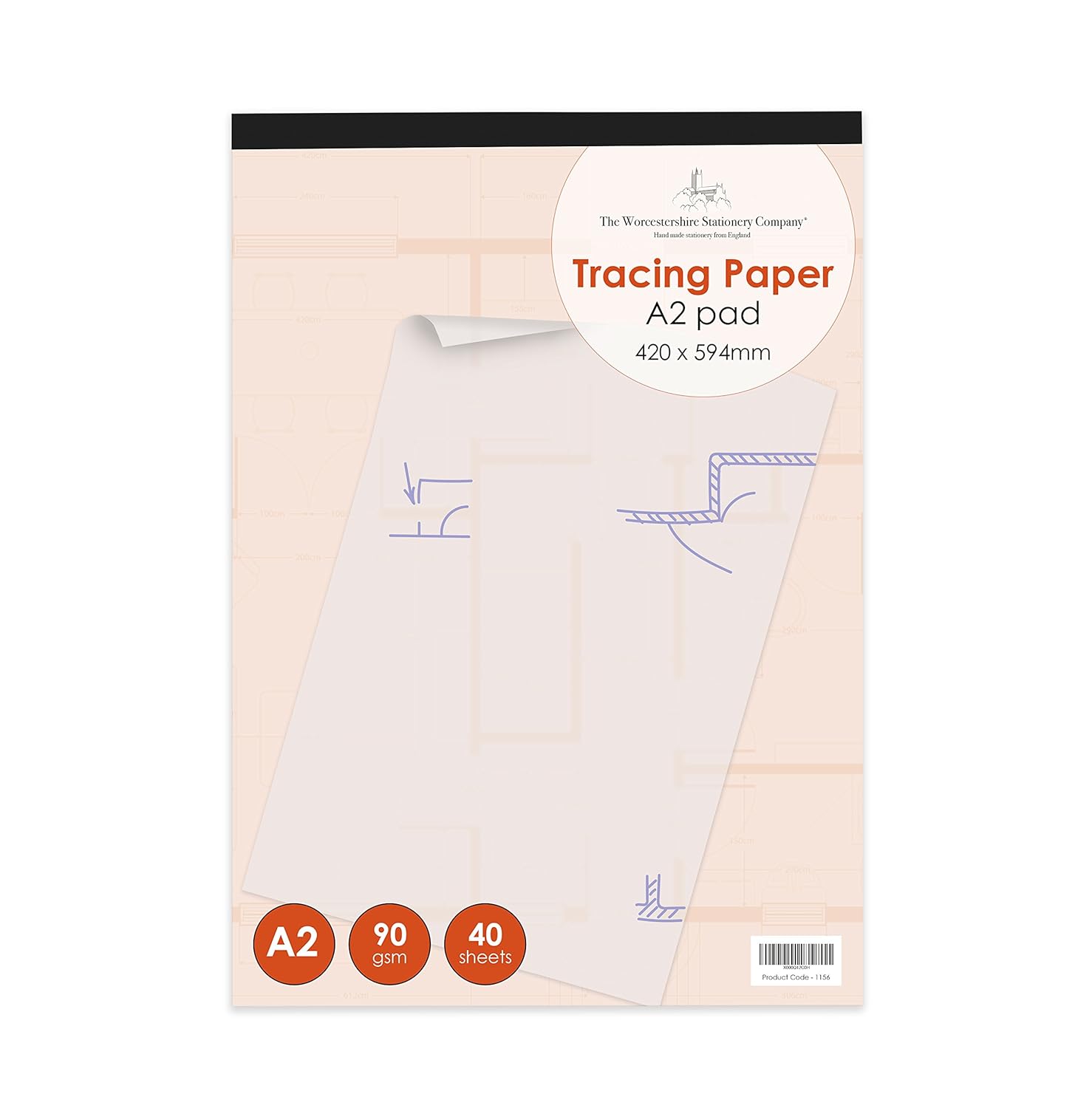 A2 Tracing Paper pad, Professional Range, 40 Sheets, 90gsm Paper