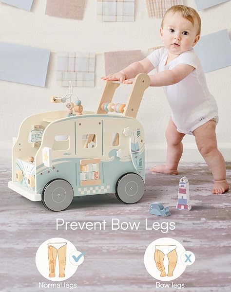 Besuche den ROBUD- ROBUD Lauflernwagen Holz, Multifunktion Baby Lauflernhilfe mit & Rädern & Bauklötzen Spielgeräte Aktivitätszentrum Set, Baby Walker Spielzeug Geschenk für Kleinekinder Kinder 10 Monate - 1-2 Jahre in use