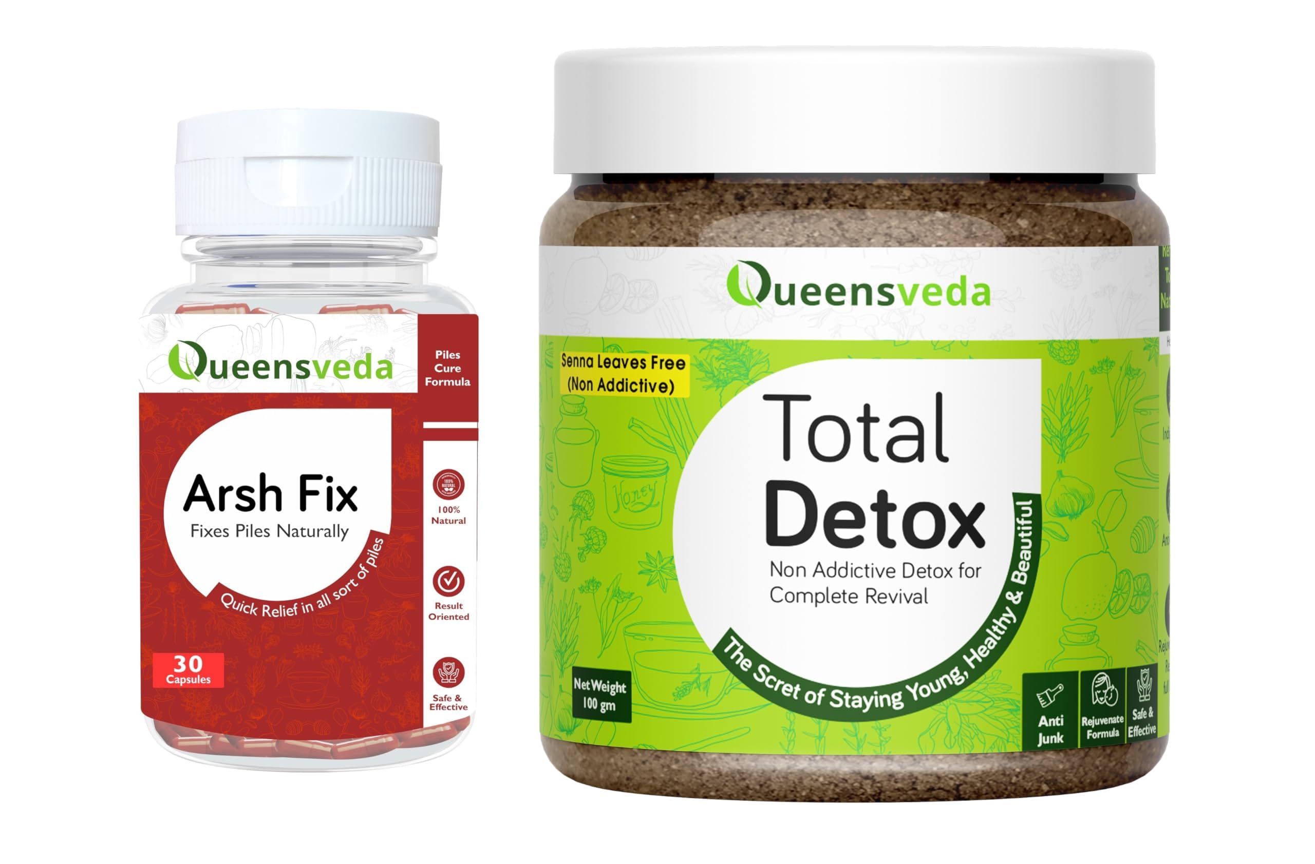 Queensveda Piles Care Combo Kit – The Powerful combination of 2 Ayurveda Products for help in Piles, Fissure & Fistula | 30 Herbal Capsules + 100 gm Powder (B0DCJVBSGP) Amazon Price History, Amazon Price Tracker