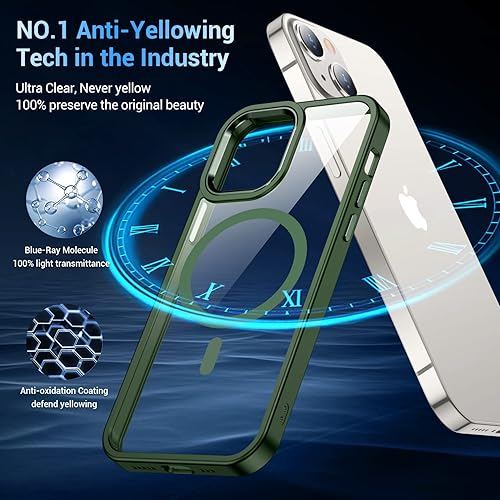 Miniatura 6 de Temdan Funda magnética para iPhone 12 y iPhone 12 Pro transparente, [compatible con Magsafe de 12 pies a prueba de golpes] [2 protectores de