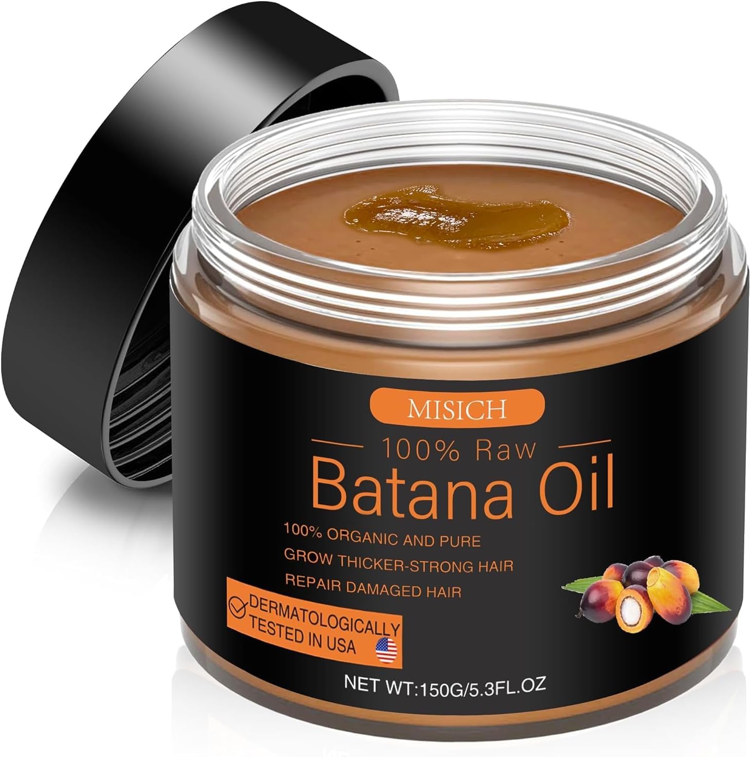 Raw Batana Oil for Hair Growth, 100% Natural Pure Dr. Sebi Botana Oil from Honduras, Unrefined Organic for Prevent Hair Loss, Enhances Thickness for Men & Women 5.3 oz