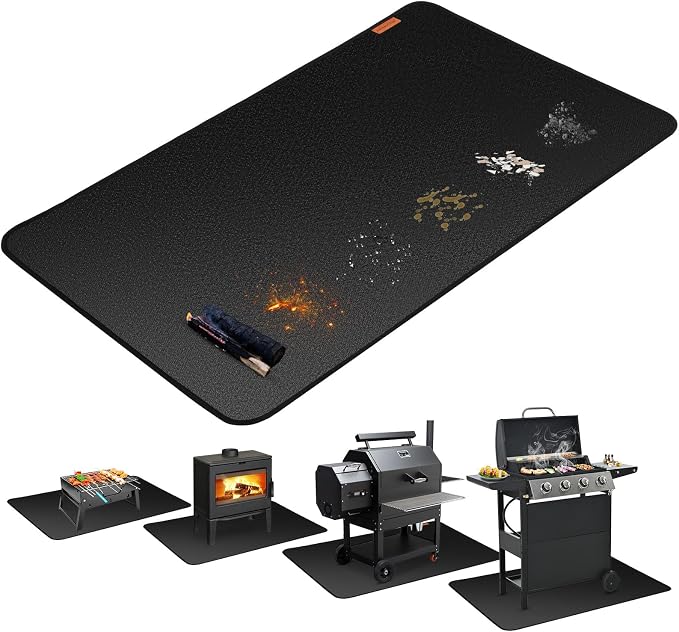 48 x 30 inch Under Grill Mats for Outdoor Grill, Double-Sided Fireproof Grill Pad, Waterproof Oil-Proof Grill Floor Pads Fire Pit Mat, Grill Pads for Outdoor Grill Cooking