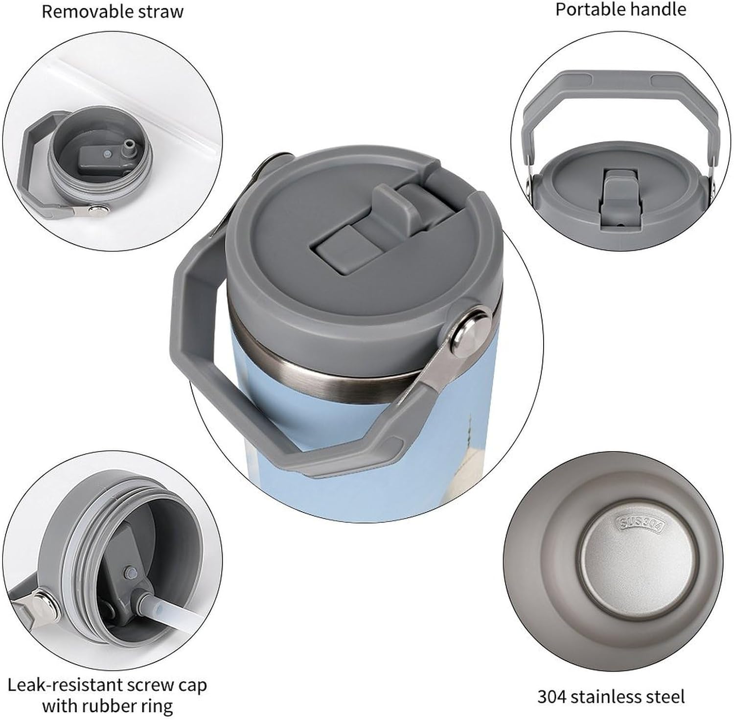 30 Oz Insulated Mug with Handle Lid And Straw Taj Mahal Gardens Pattern Large Metal Sports Bottle Great for Gifts Parties Office Coffee