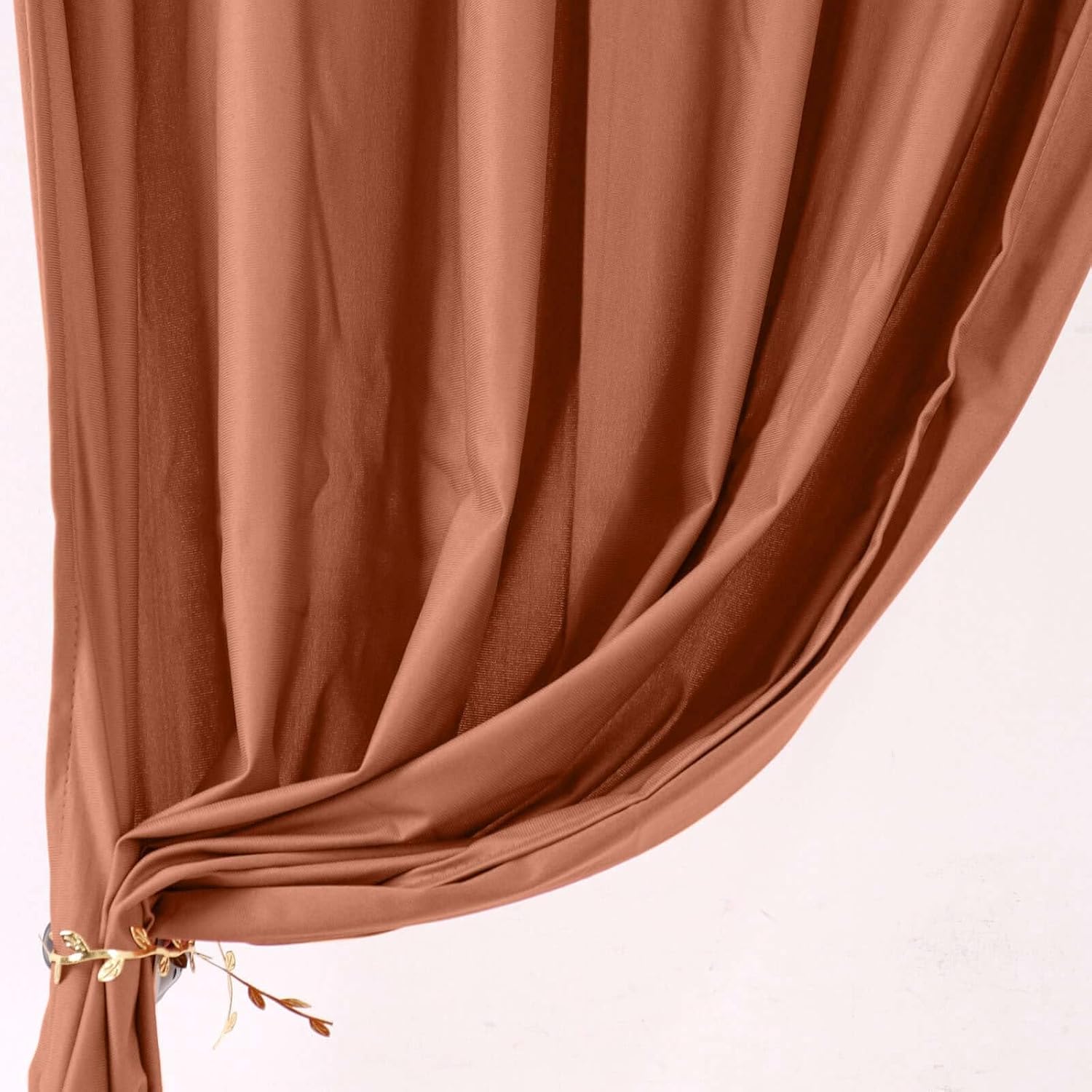 Efavormart 2 Pack | Terracotta Fire Retardant Scuba Polyester Curtain Panel Backdrops Wrinkle Free with Rod Pockets - 10ftx10ft