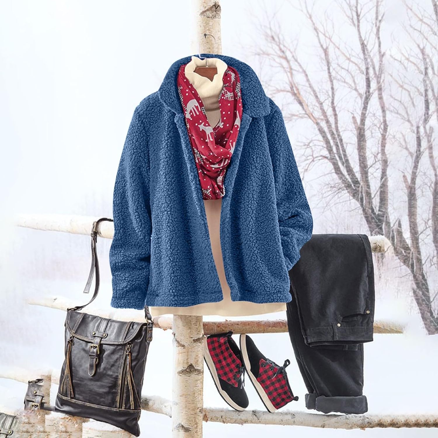 Womens Fuzzy Fleece Jacket Fall Winter Casual Long Sleeve Full Zip Sherpa Soft Warm Sweatshirt Coats Solid Outwear