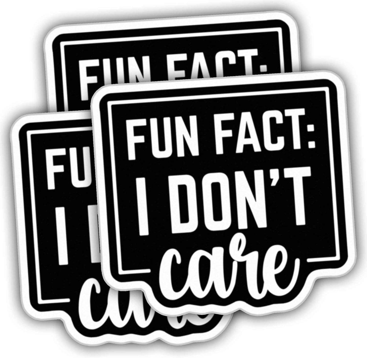 (3pcs) Sarcastic Stickers Sacarsm Stickers Fun Fact I Don't Care Weather-Resistance Sticker for Tumbler, Water Bottles, Laptop, Car, Bumper Sticker