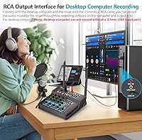 Vista 6 de Aveek Amplificador mezclador de audio de 150 W x2, 4 canales con micrófono inalámbrico dual, consola de placa de sonido MP3 USB digital Bluetooth