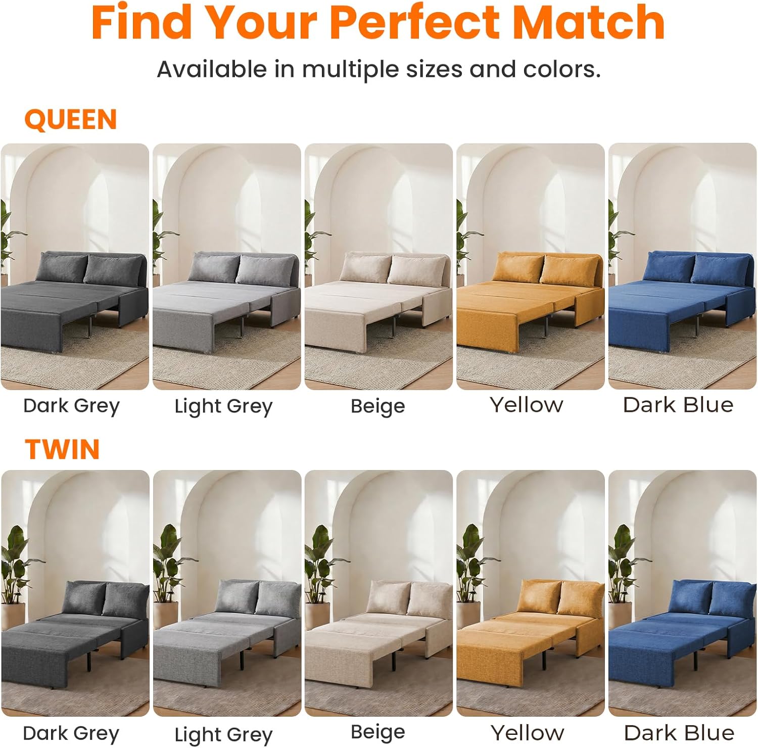 ijuicy 64'' Queen Size Pull Out Sofa Bed, 3 in 1 Linen Sleeper Sofa with Pullout Bed, Convertible Loveseat Couch Beds with Pillows and Tri-fold Mattress for Small Space Apartment, Beige