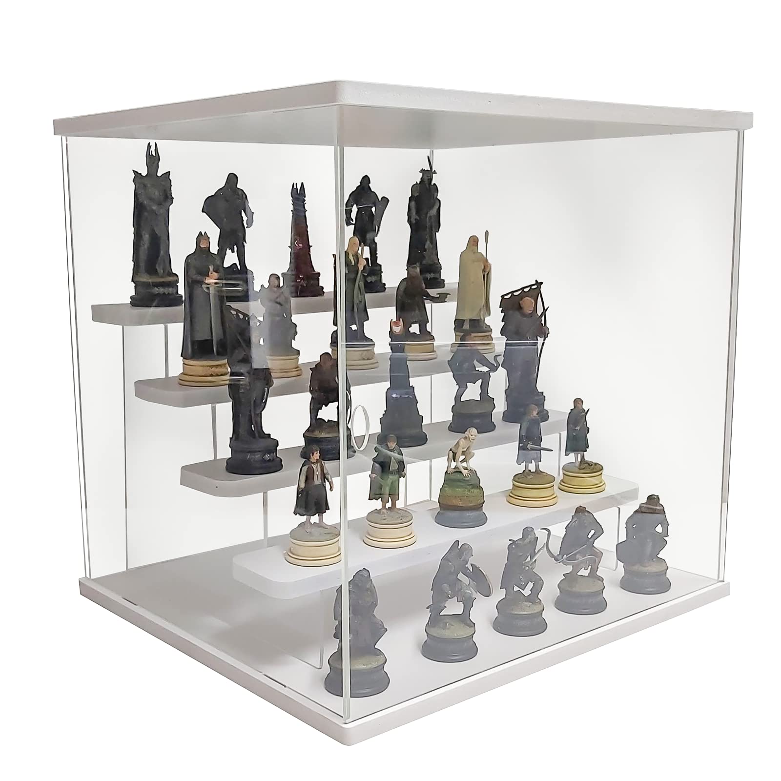 Display Stands White 5 Tier Acrylic Display Case For Collectibles - Storage Box Organizer Protection Dustproof Showcase For Action Or Pop Figures (G700+) (1, )