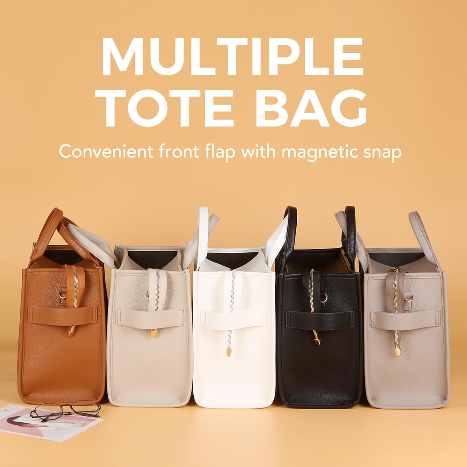 Tote Bag for Women, Pu Leather Work Handbags Purses with Top Handle, Letter Print Weekender Hobo bag Bags