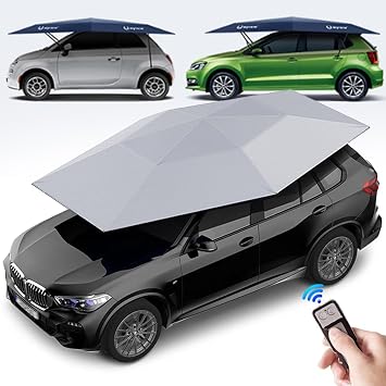 4.2M/4.8M/5.2M Fully Automatic Mobile Canopy, Car Sunshade to Prevent Sun and Falling Objects, Portable Retractable Roof Tent,Silver5.2m