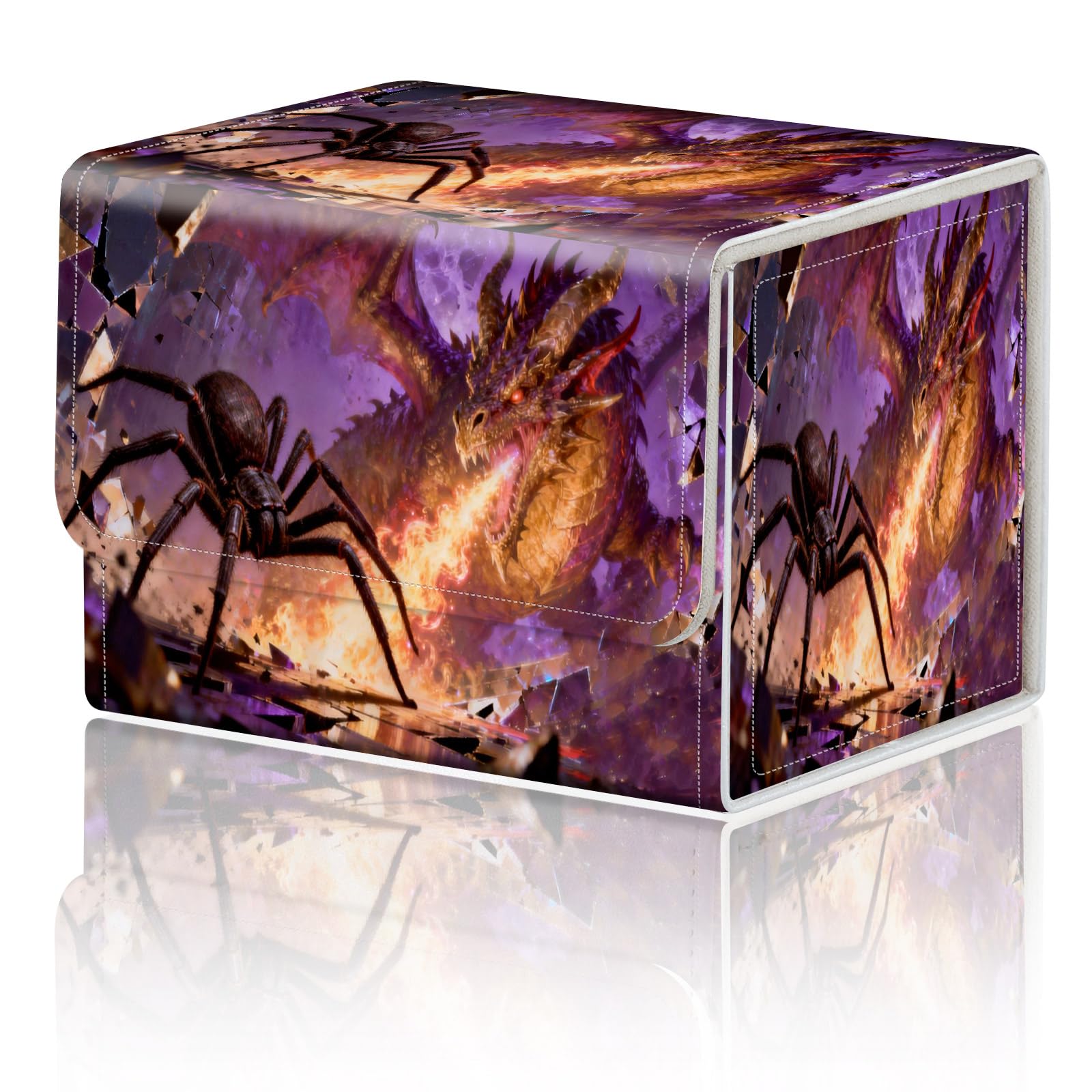 for TCG Deck Box Compact Portable MTG Card Box Organizer Trading Card Case Commander Deck Box MTG Card Game Storage Box Magnetic Closure Creative Pattern Up to 200 Cards, Dragon VS Spider โ image 1