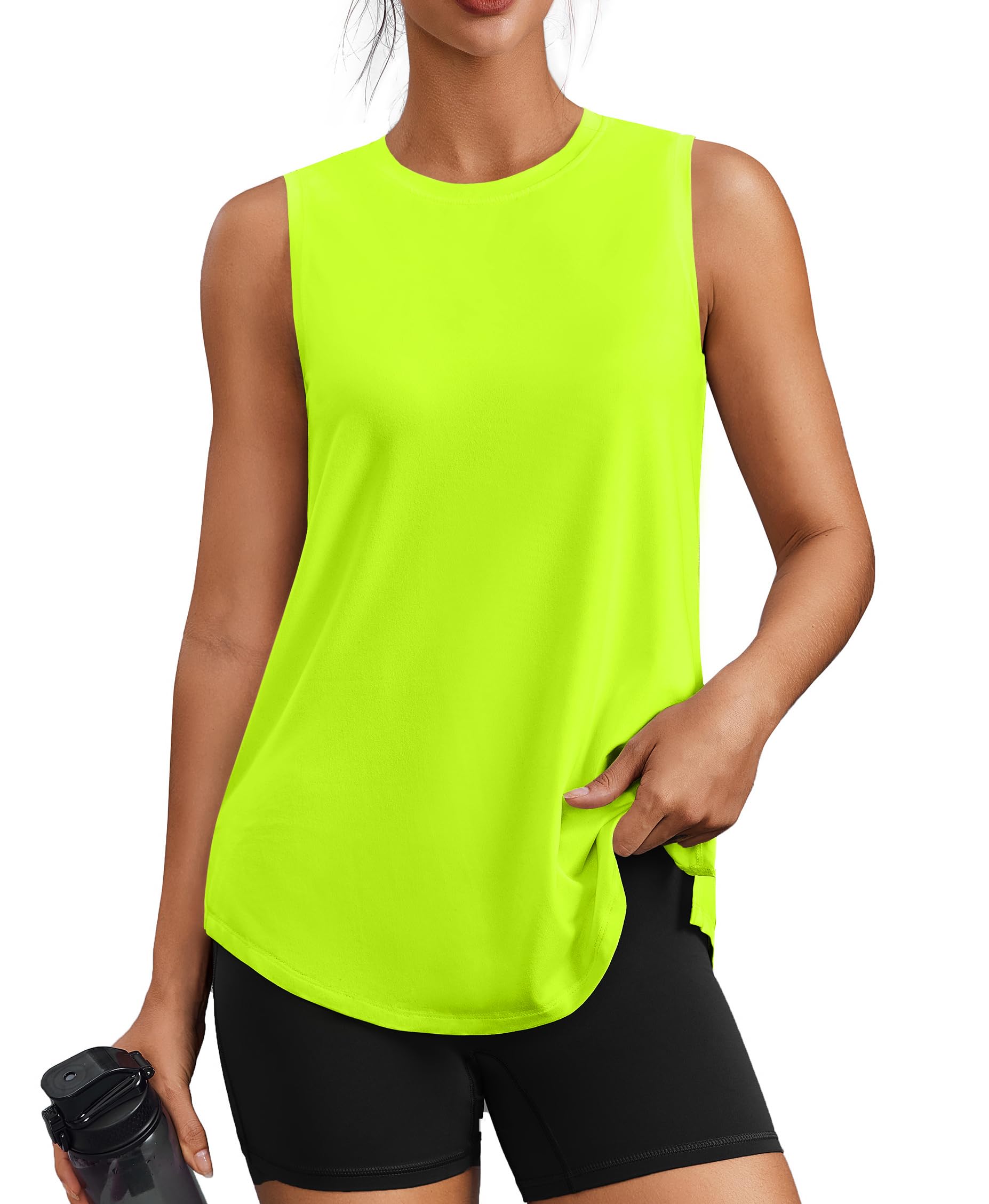 PINSPARK Workout Tank Tops for Women UPF 50+ Side Slits Athletic Gym Shirt