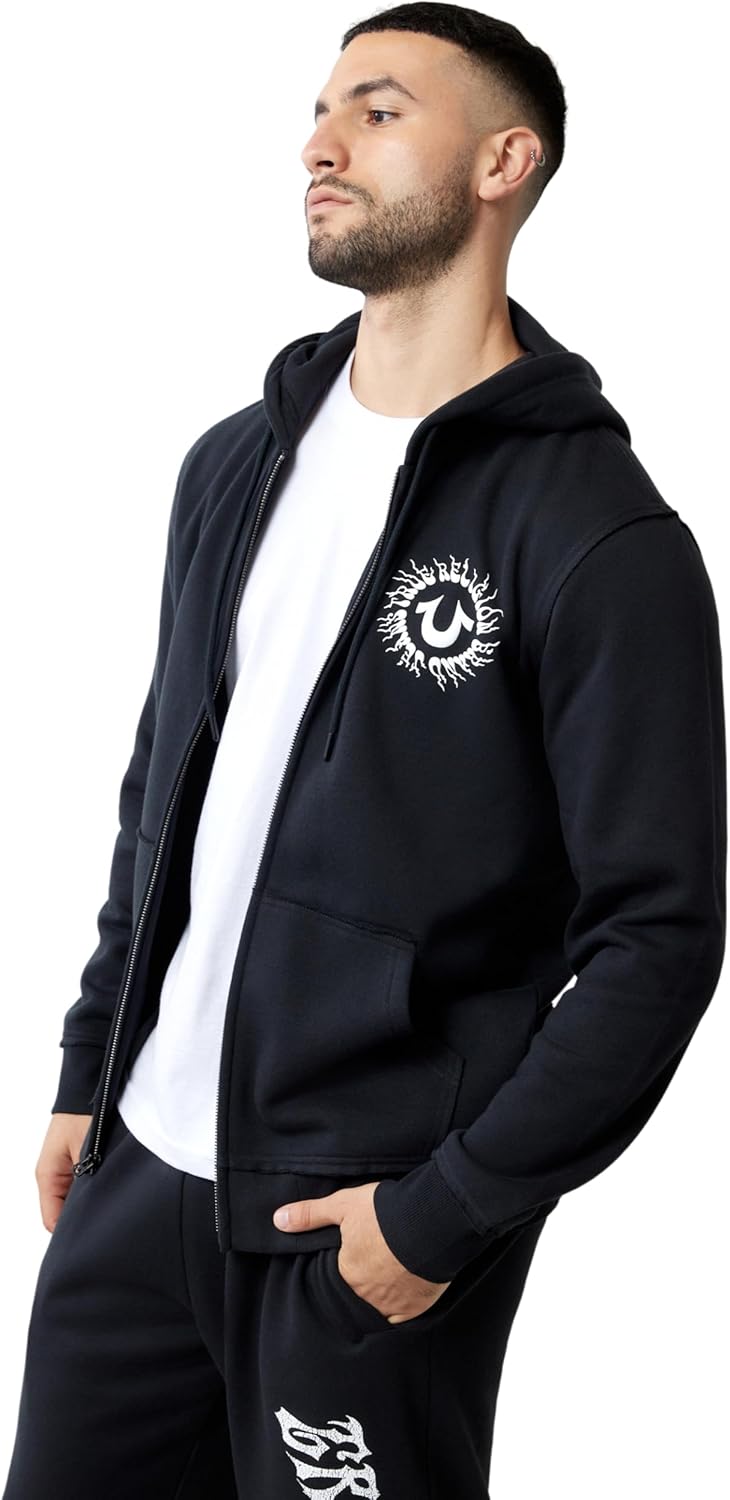 True Religion Men's Blazing Tour Applique Zip-Up Hoodie - Image 3