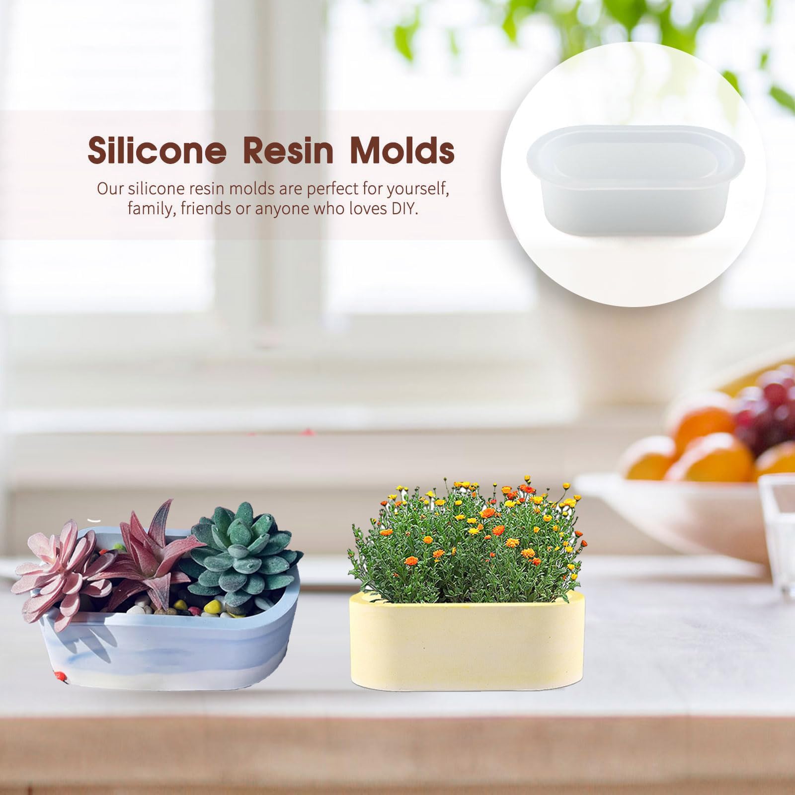 Zayookey Moules En Silicone Pour Plante Pot De Fleurs, Vase Moule Résine Epoxy, 3D Moule En