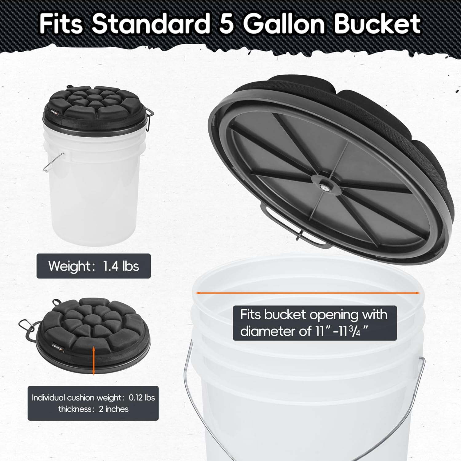 BLISSWILL Outdoor 5 Gallon Bucket Seat - 360° Swivel, Comfortable Foam Cushion for Hunting, Fishing, Gardening, Camping sportsman's Bucket lid