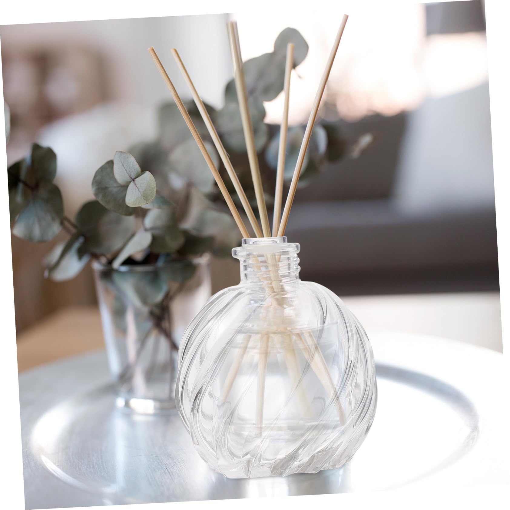 Ciieeo 2 Pezzi Bottiglie Diffusore in Vetro Ricaricabili per Aromaterapia e Decorazioni Casa Riutilizzabili con Angoli Arrotondati e Superficie Liscia per Profumare Ambienti Interni