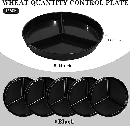 Miniatura 7 de DLF. DONGLINFENG Round Compartmentalized Dinner Plates 9.6-Inch Black Portion Control Wheat Plastic Dinner Plates (Party PlatesPicnic Plates) Set Of