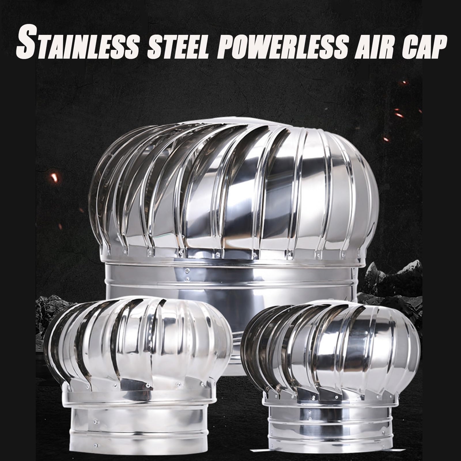 aérateur de toit à turbine, 304 stainless steel air round hood and exhaust(160mm)