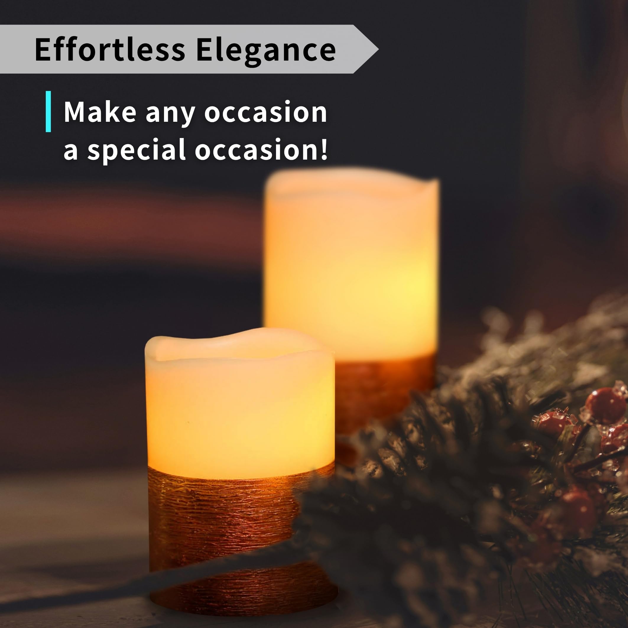 Furora LIGHTING - Candele LED senza fiamma con telecomando, set di 8 pezzi, in vera cera pilastri e candele votive LED con fiamma tremolante e timer, finitura rossa