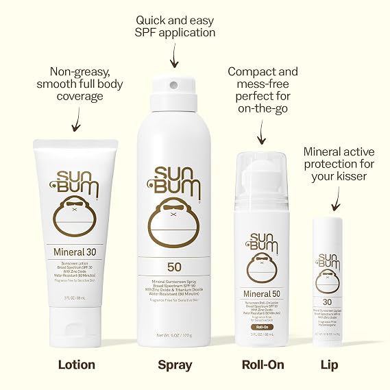Sun Bum Mineral SPF 30 Sunscreen Body Spray - Water-Resistant Broad Spectrum Moisturizing Sunscreen with Vitamin E - Hawaii 104 Act Compliant (Without Octinoxate & Oxybenzone) - 6 oz