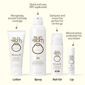 Sun Bum Mineral SPF 30 Sunscreen Body Spray - Water-Resistant Broad Spectrum Moisturizing Sunscreen with Vitamin E - Hawaii 104 Act Compliant (Without Octinoxate & Oxybenzone) - 6 oz