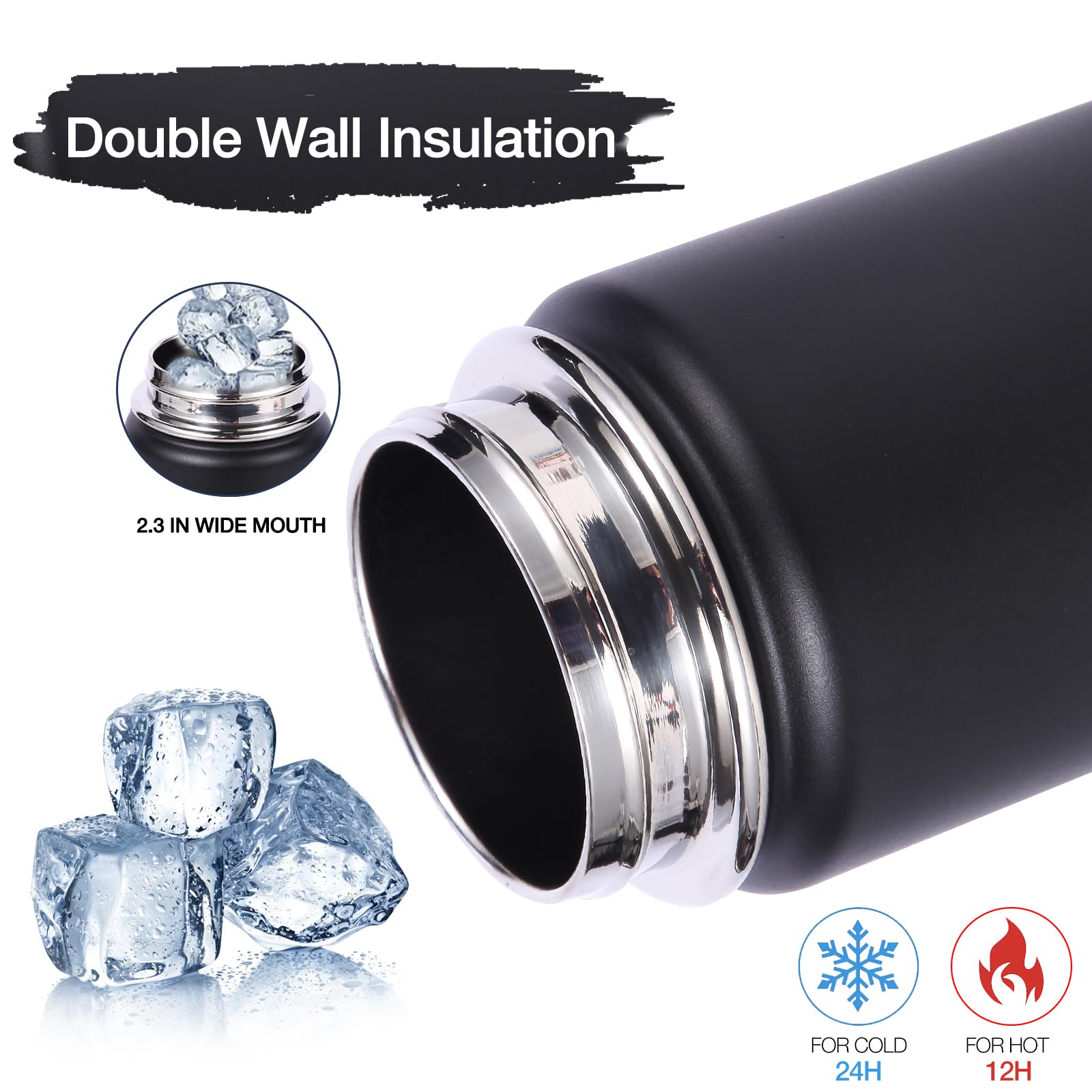 Volhoply Borraccia termica in acciaio inox da 590 ml, per bambini, con coperchio con cannuccia, confezione da 4 pezzi, thermos sottovuoto a doppia parete con manico, bottiglie in metallo
