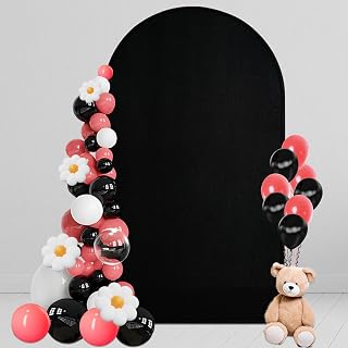 8 FT Arch Backdrop Cover, Wedding Black Arch Covers Stretchy Backdrop Spandex Fitted for Chiara Stand Birthday Baby Shower Party Ceremony Decoration Black 8FT