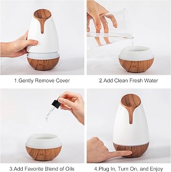 Essential Oil Diffuser with Humidifying, Aromatherapy Diffuser for Essential Oils Large Rooms, 7 LED Colors 4 Mist Modes Quiet Operation Auto-Off & Waterless Protection for Home & Office