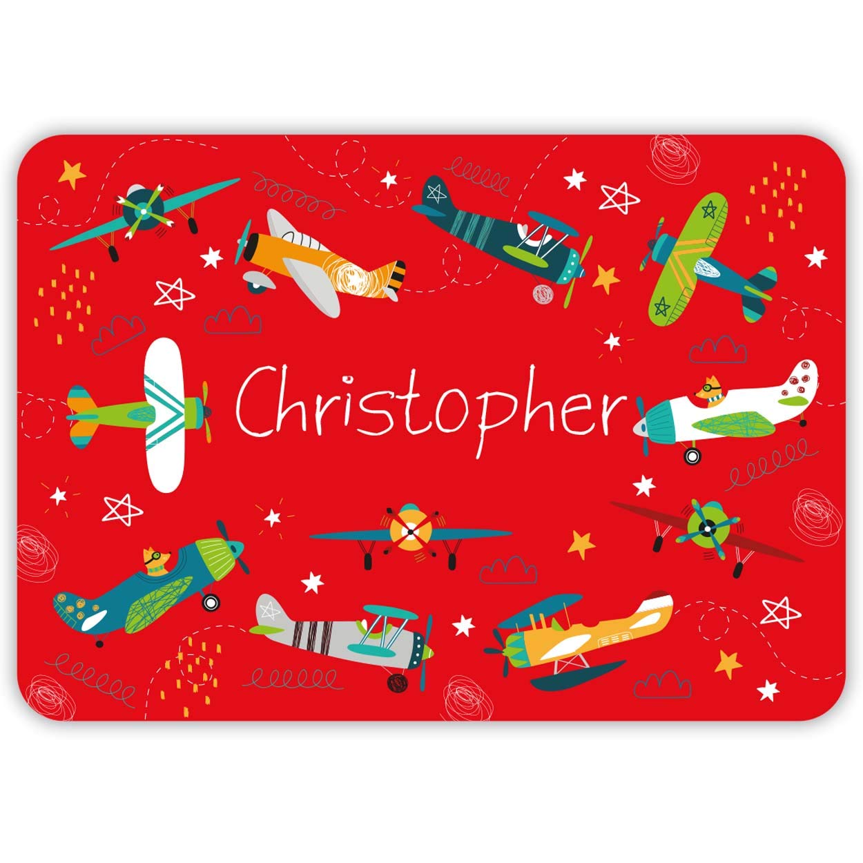 Paper Themes Personalised Placemat for Kids (Red Aeroplane) โ image 1