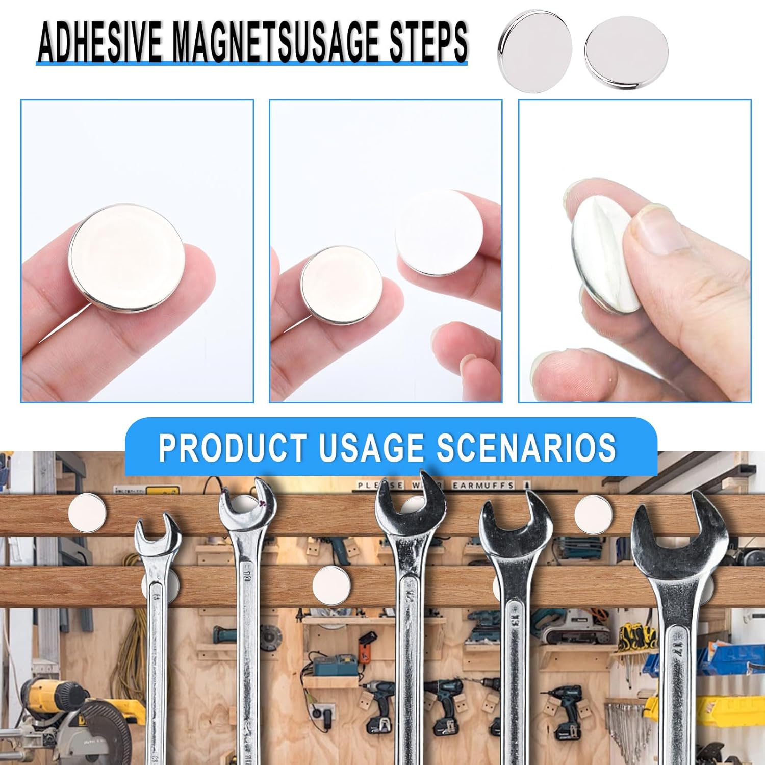 Neodymium Magnets 30x2mm with Double-Sided Adhesive Backing for Indutrial 25 Pack