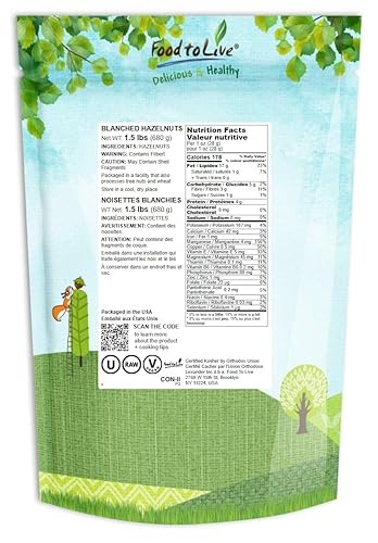 Miniatura 8 de Avellanas blanqueadas, 8 onzas  Filberts enteros crudos, sin piel, sin sal, nueces sin tostar, aperitivo vegano, kosher, a granel. Buena fuente de