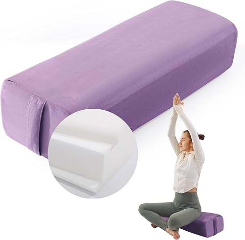 Miniatura 8 de MABOZOO Almohada de yoga, esponja de triple capa, cojín rectangular de yoga con asa de transporte, almohada de meditación con funda lavable para Azul