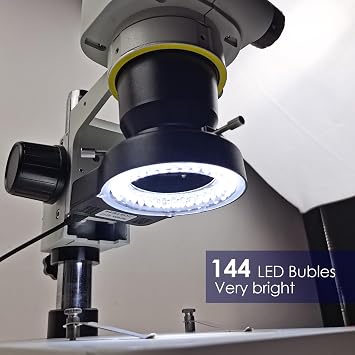 LED Ring Light Illuminator for Microscope, 144 LED Bubbles for Lab Monocular Binocular Trinocular Stereo Microscope Camera, Electronic Industry Ring Lamp