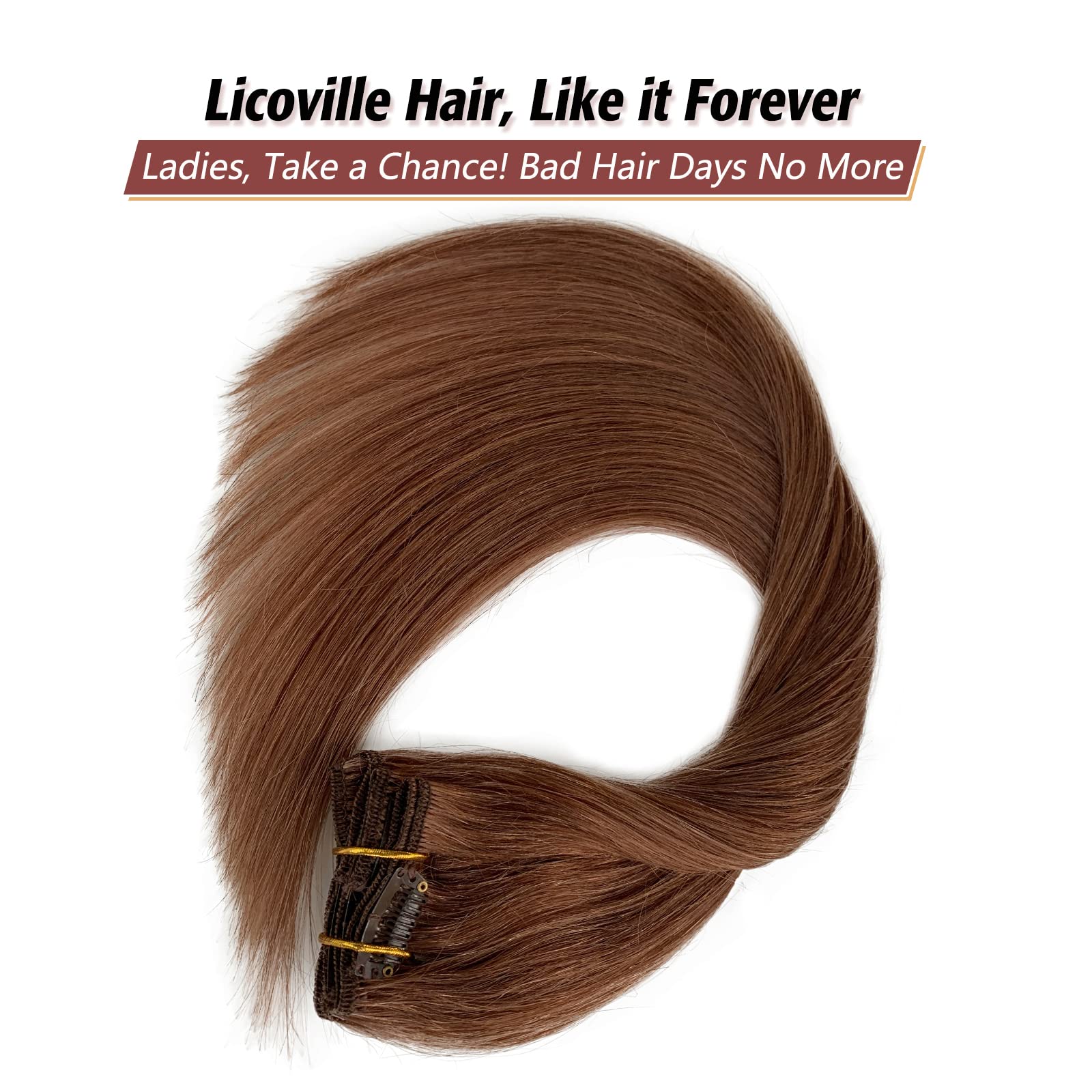 Amazon.com : Auburn Hair Extensions Clip in Human Hair 15  display picture 1