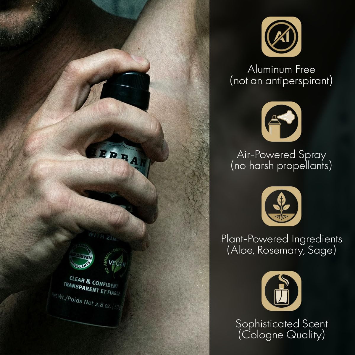 Herban Cowboy Dry Spray Deodorant Sport – 2.8 oz Men’s Dry Spray Deodorant Enhanced with Parsley, Rosemary & Sage No Parabens, No Phthalates & Certified Vegan (1 Pack, Sport) image 2