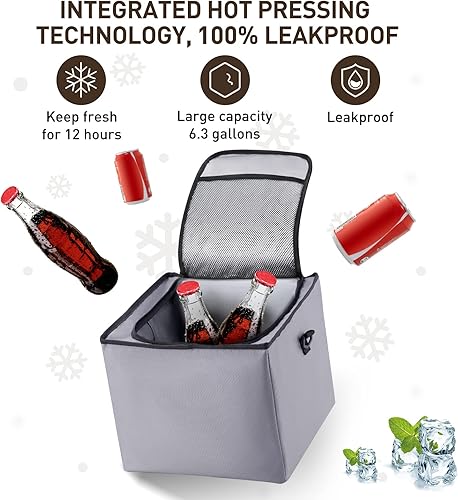 Miniatura 3 de HIRALIY Organizador de almacenamiento para maletero de automóvil 4 en 1 con bolsa enfriadora a prueba de fugas, caja de almacenamiento plegable de