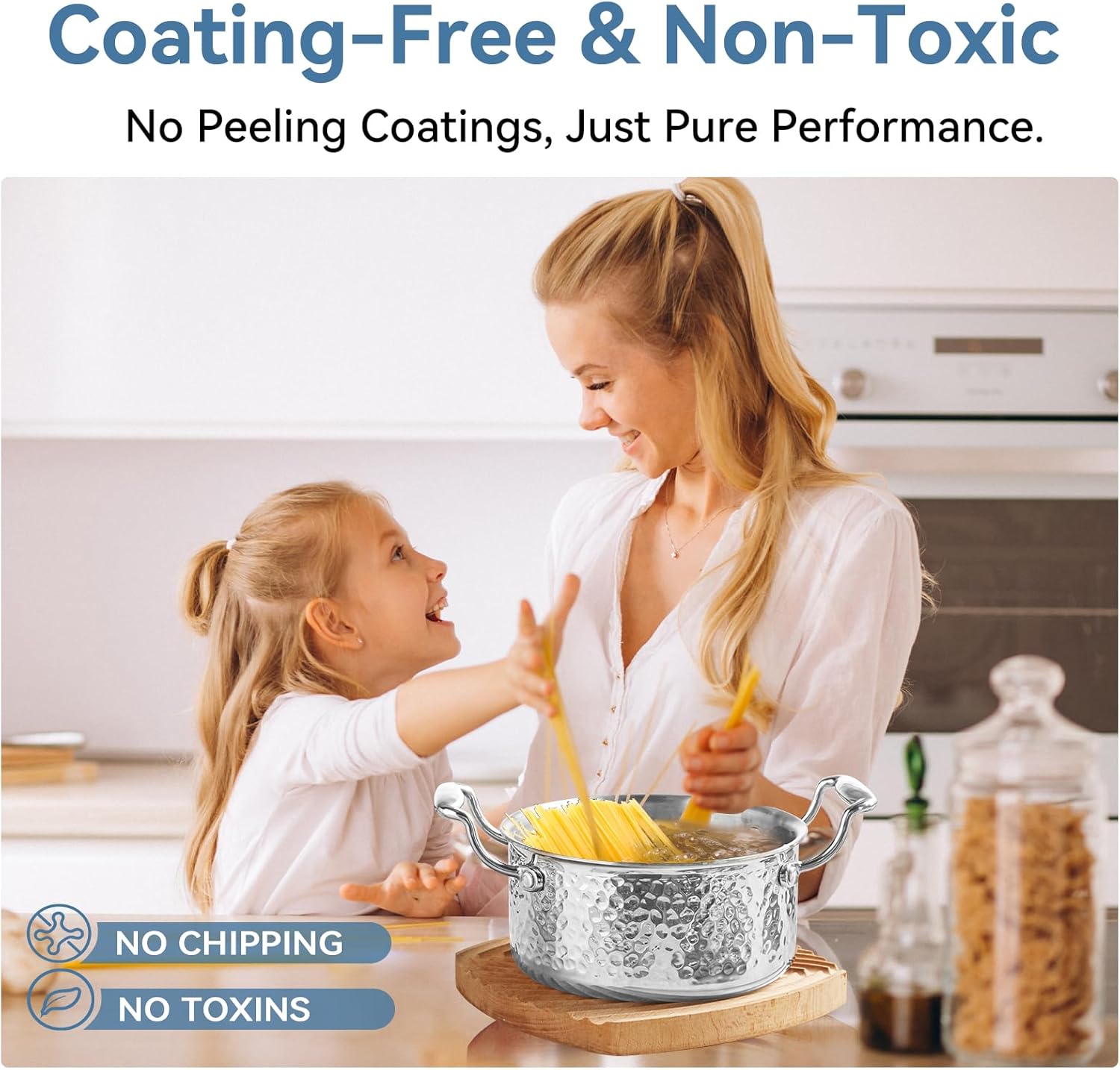 Tri-Ply Stainless Steel Stock Pot,1.8 Quart Sauce Pan with Lid, Induction Pasta Pot for Soup, Gravies & Oatmeal, Fast Even Heating, 18/8 Interior, Oven & Dishwasher Safe, Double Loop Handles