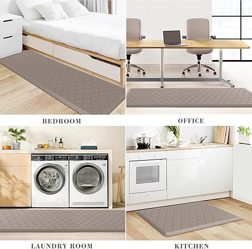 Miniatura 68 de Tapete de cocina [2 piezas] acolchado antifatiga, impermeable, antideslizante, ergonómico, cómodo, tapete de pie para cocina, suelo, oficina, Gris